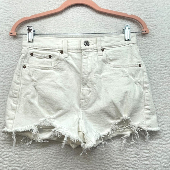 Abercrombie & Fitch Pants - Abercrombie and Fitch Shorts Womens 24 White Mom Short High Rise Distressed